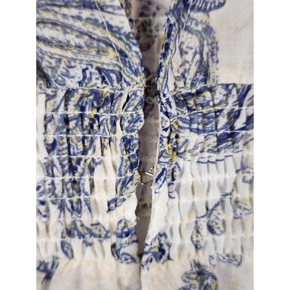 Paper Crane Dress Womens Small Blue White Open Front Midi Ruffled Cap Sleeve - Picture 11 of 16